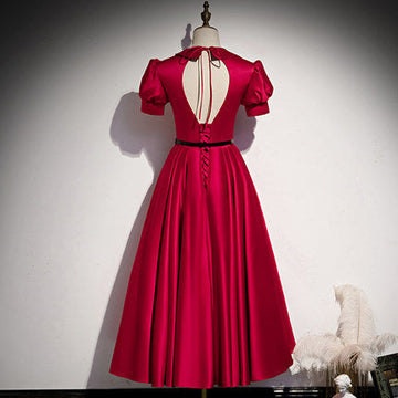 A line Red Knee Length Prom Dresses HZ1023